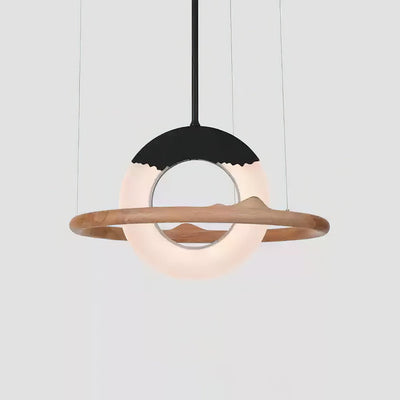 Mytalan Circular Acrylic Wood Pendant Light