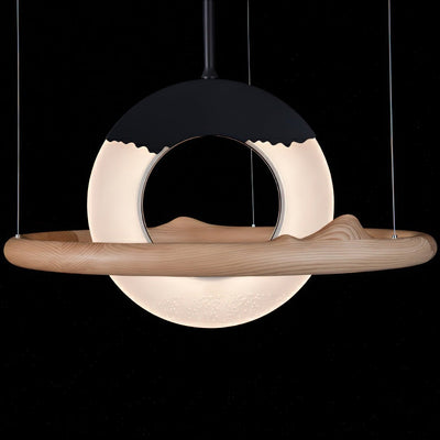Mytalan Circular Acrylic Wood Pendant Light
