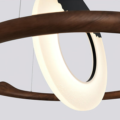 Mytalan Circular Acrylic Wood Pendant Light