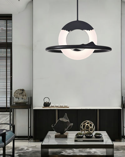 Mytalan Circular Acrylic Wood Pendant Light