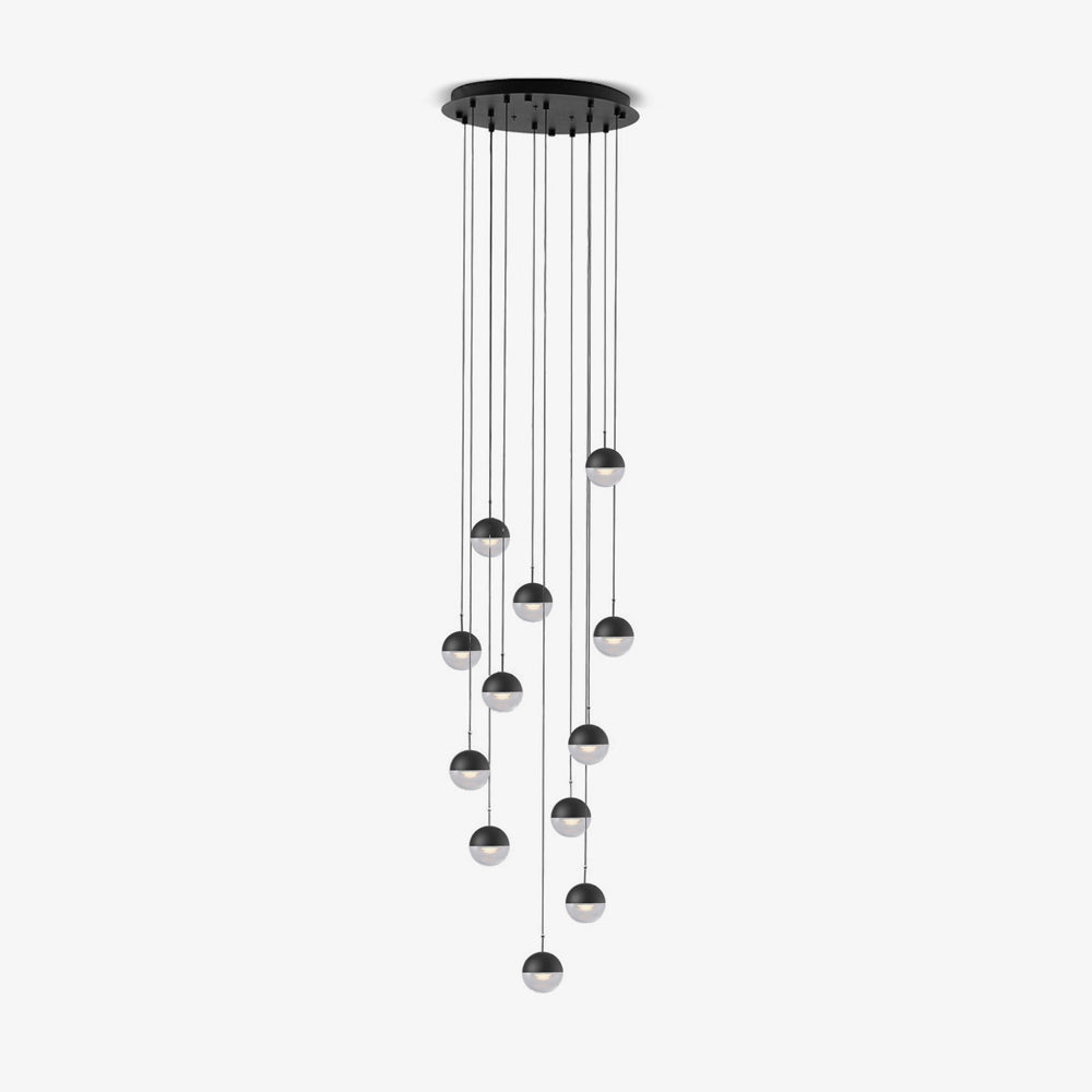 Zaneth Pendant Lamp Steel Glass Multi Drop Minimalist Staircase
