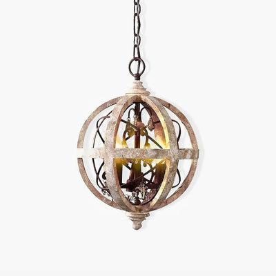 Lustra Chandelier Retro Globe with Weathered Wood - Neutral Decor
