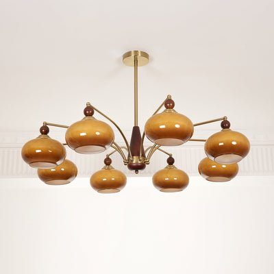 Vevely Pendant Lamp Retro Yellow Glass Brass