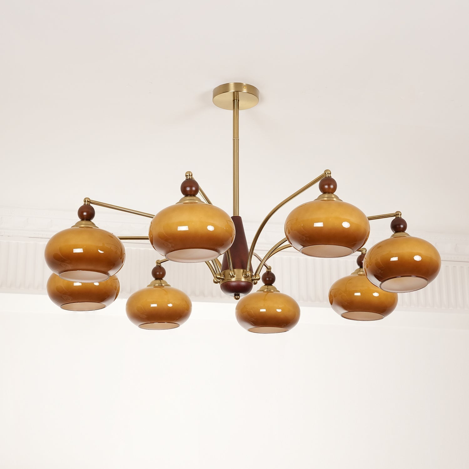 Vevely Pendant Lamp Retro Yellow Glass Brass