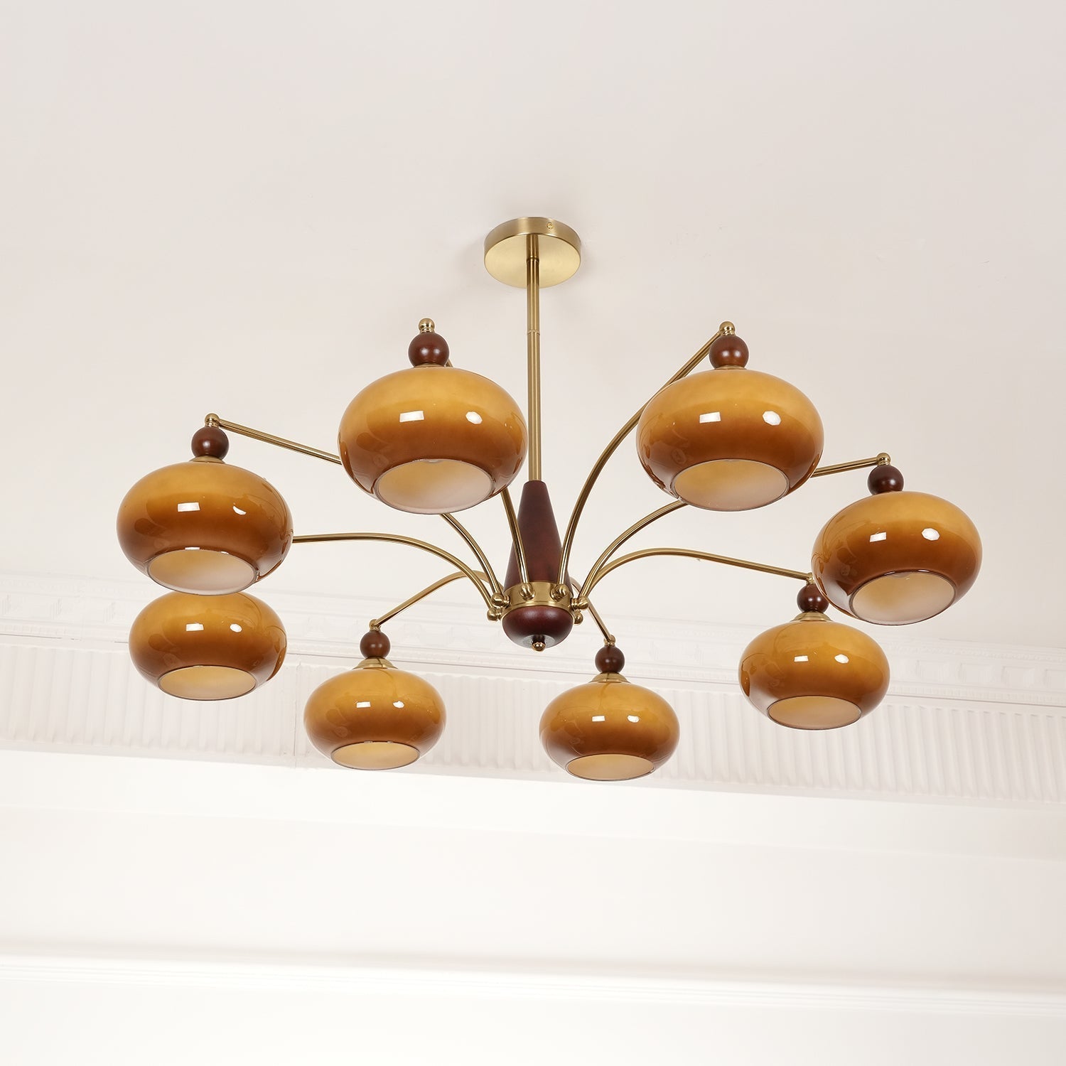 Vevely Pendant Lamp Retro Yellow Glass Brass