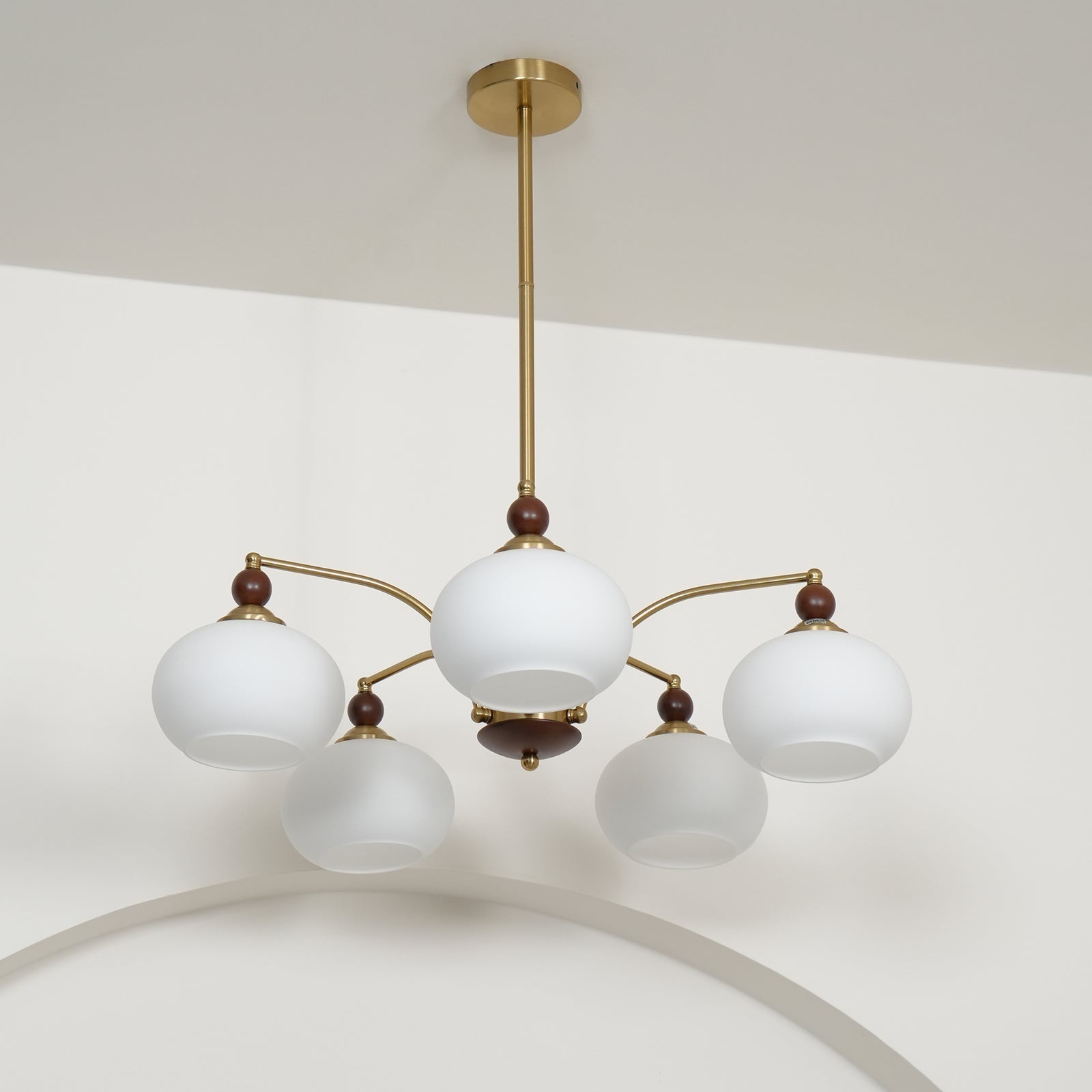 Vevely Pendant Lamp Retro Yellow Glass Brass