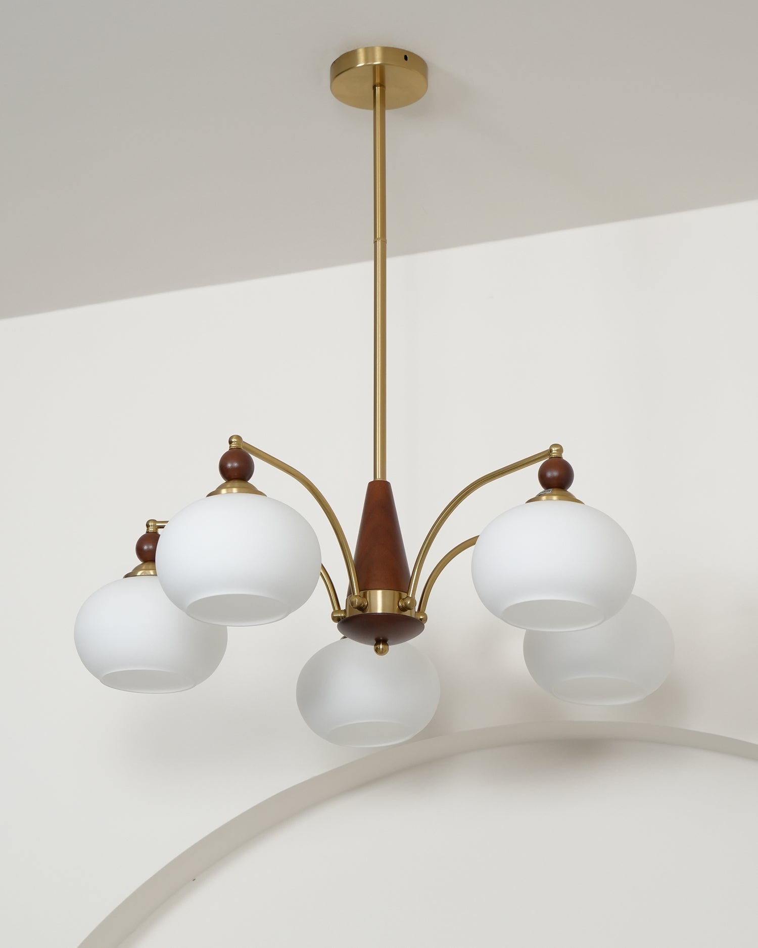 Vevely Pendant Lamp Retro Yellow Glass Brass