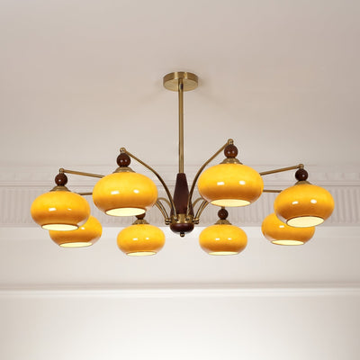 Vevely Pendant Lamp Retro Yellow Glass Brass