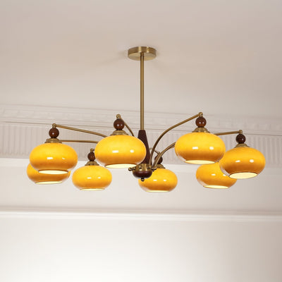 Vevely Pendant Lamp Retro Yellow Glass Brass