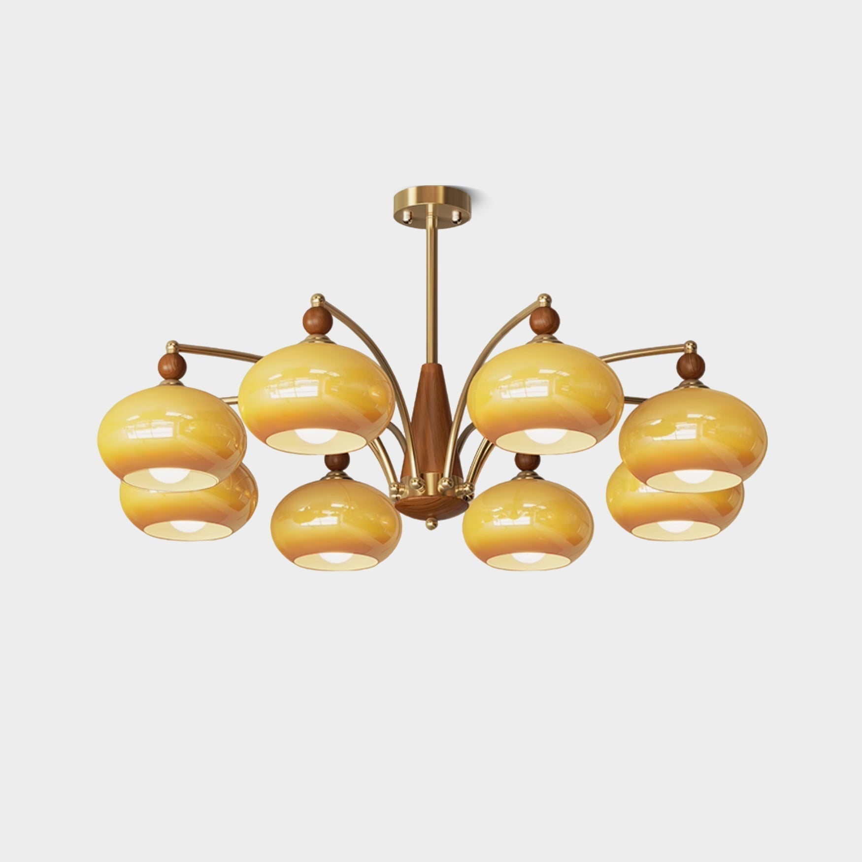 Vevely Pendant Lamp Retro Yellow Glass Brass