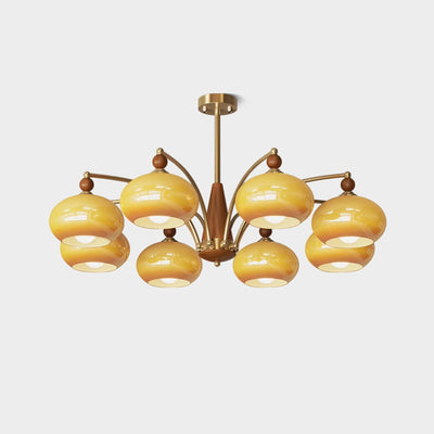 Vevely Pendant Lamp Retro Yellow Glass Brass