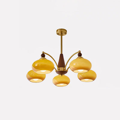 Vevely Pendant Lamp Retro Yellow Glass Brass