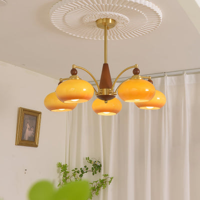 Vevely Pendant Lamp Retro Yellow Glass Brass