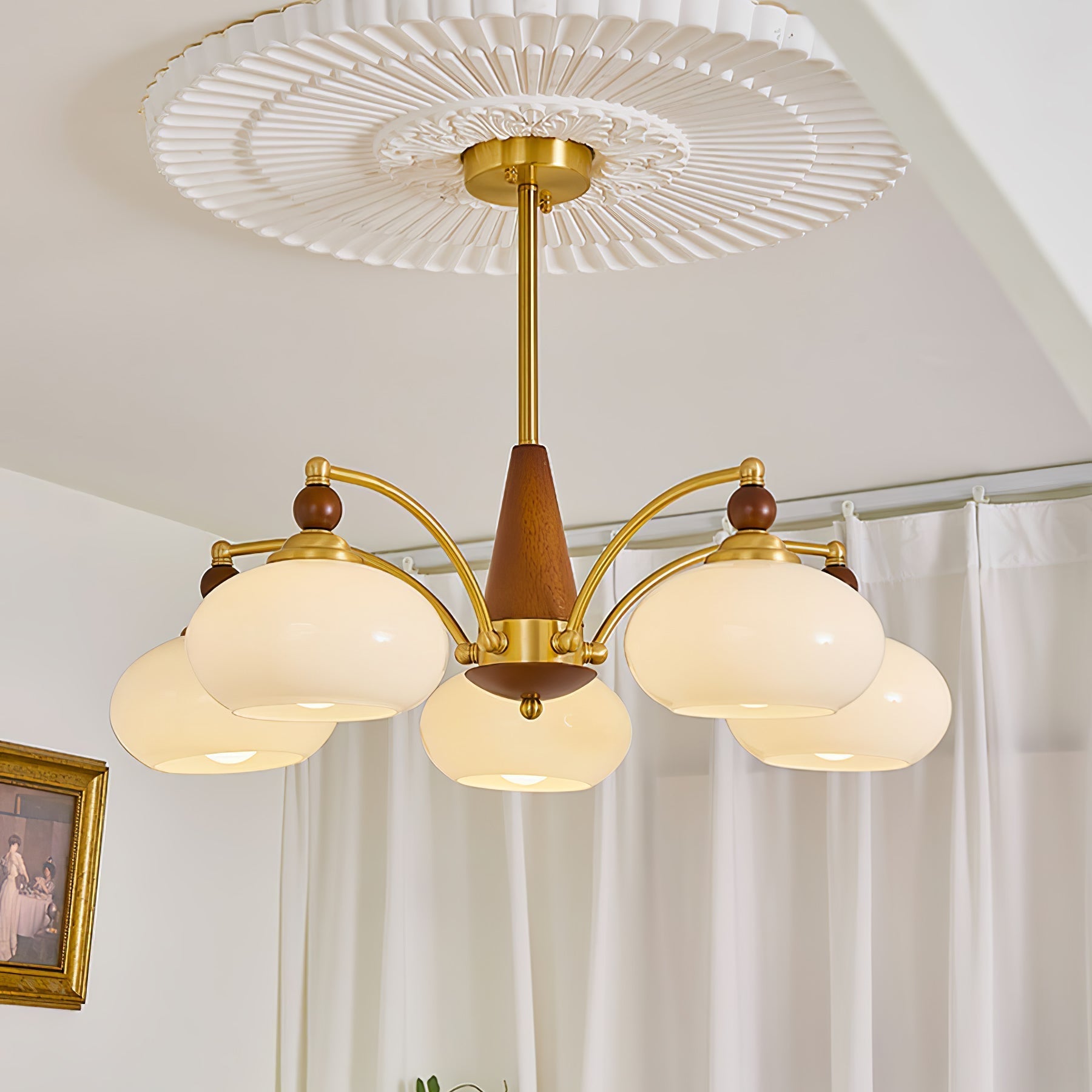 Vevely Pendant Lamp Retro Yellow Glass Brass