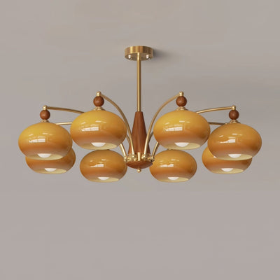 Vevely Pendant Lamp Retro Yellow Glass Brass