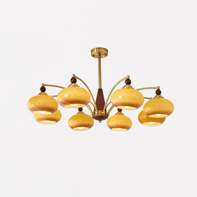 Vevely Pendant Lamp Retro Yellow Glass Brass
