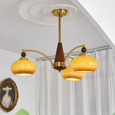 Vevely Pendant Lamp Retro Yellow Glass Brass