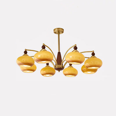 Vevely Pendant Lamp Retro Yellow Glass Brass