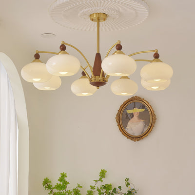 Vevely Pendant Lamp Retro Yellow Glass Brass