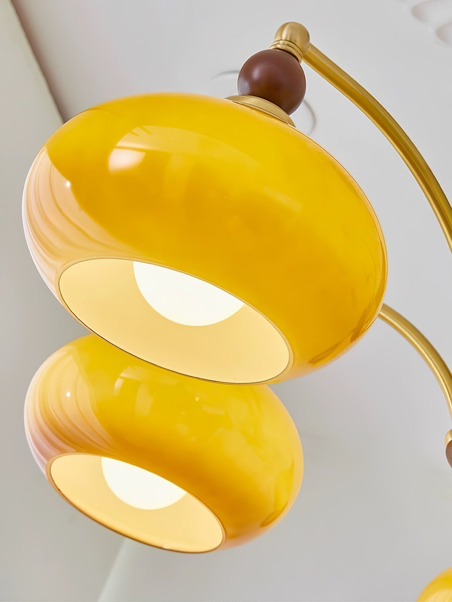 Vevely Pendant Lamp Retro Yellow Glass Brass