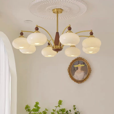 Vevely Pendant Lamp Retro Yellow Glass Brass