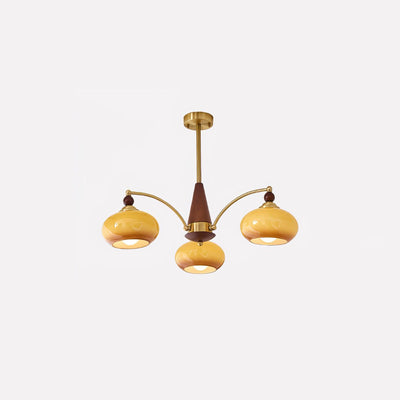 Vevely Pendant Lamp Retro Yellow Glass Brass