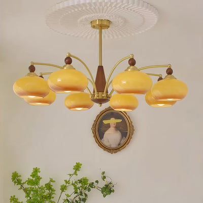 Vevely Pendant Lamp Retro Yellow Glass Brass