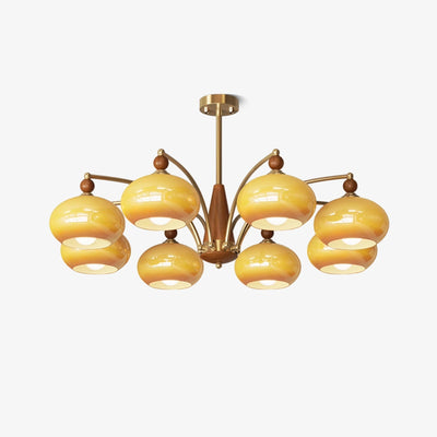 Vevely Pendant Lamp Retro Yellow Glass Brass