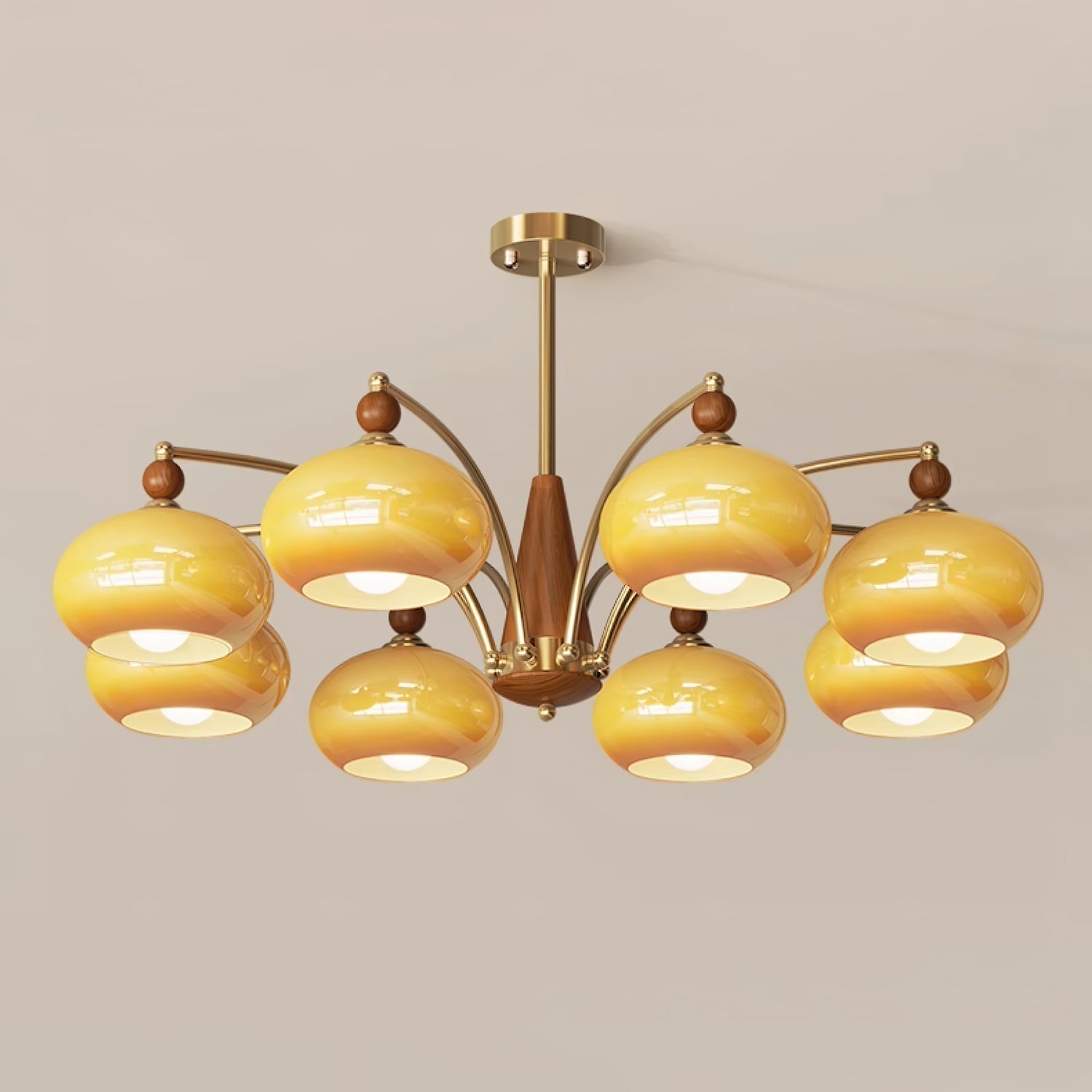 Vevely Pendant Lamp Retro Yellow Glass Brass
