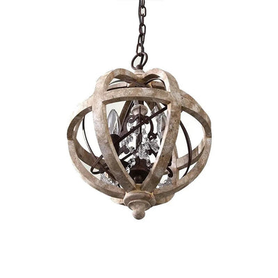 Lustra Chandelier Retro Globe with Weathered Wood - Neutral Decor