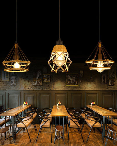 Yavmis Retro Hemp Rope Exquisite Pendant Light
