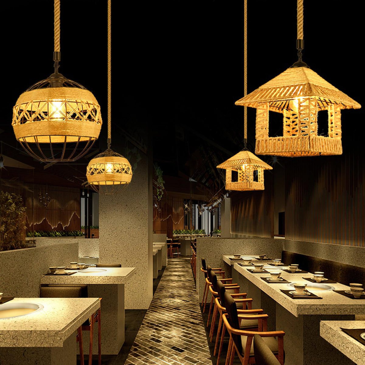 Yavmis Retro Hemp Rope Exquisite Pendant Light