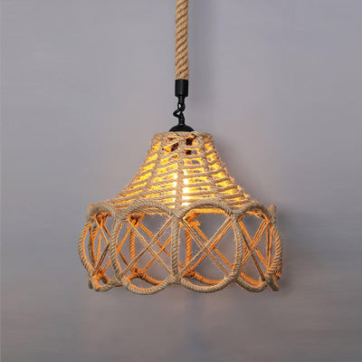 Xunell Retro Hemp Rope Interesting Pendant Light