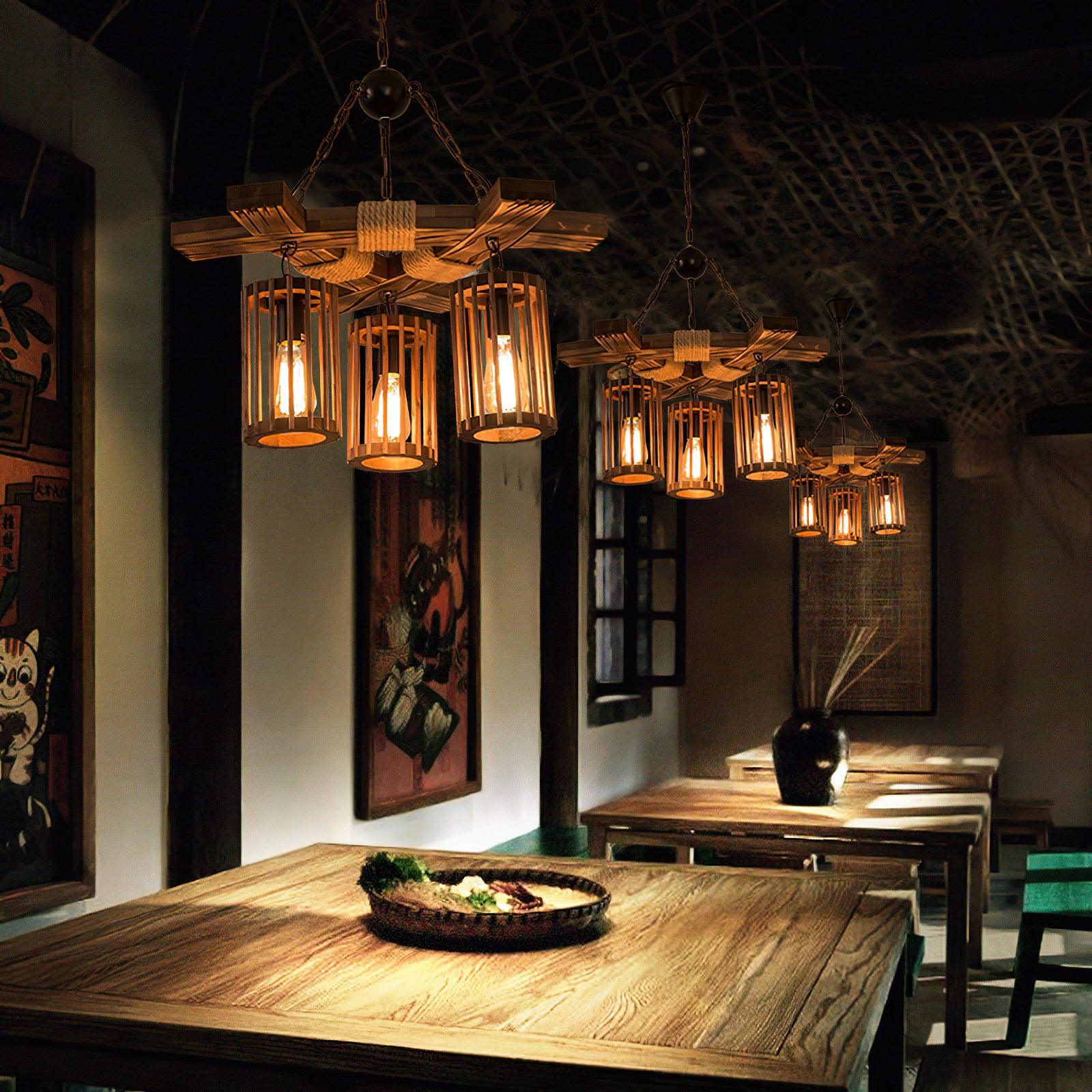 Lustra Chandelier Retro Solid Wood Industrial - Neutral Decor