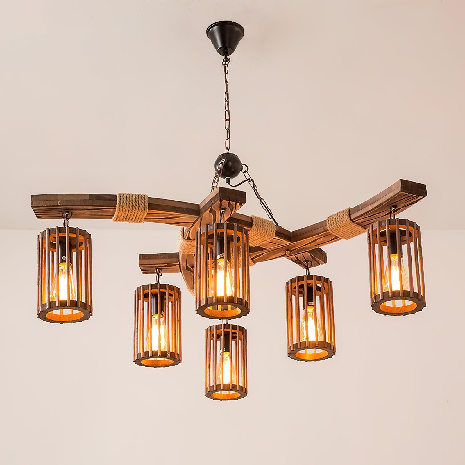 Lustra Chandelier Retro Solid Wood Industrial - Neutral Decor