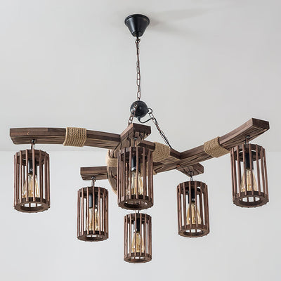 Lustra Chandelier Retro Solid Wood Industrial - Neutral Decor