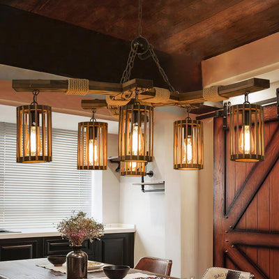 Lustra Chandelier Retro Solid Wood Industrial - Neutral Decor