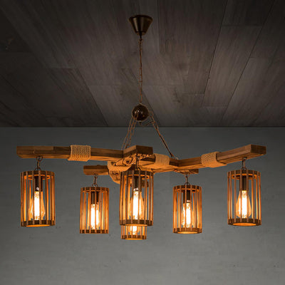 Lustra Chandelier Retro Solid Wood Industrial - Neutral Decor