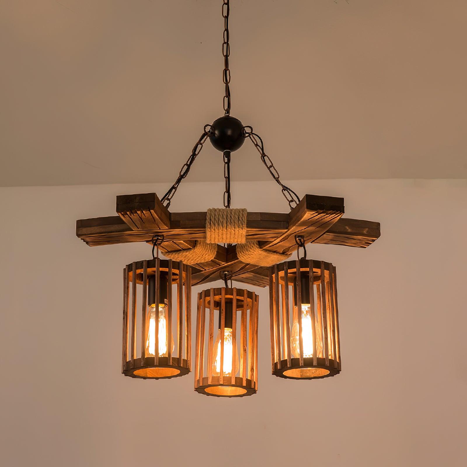 Lustra Chandelier Retro Solid Wood Industrial - Neutral Decor