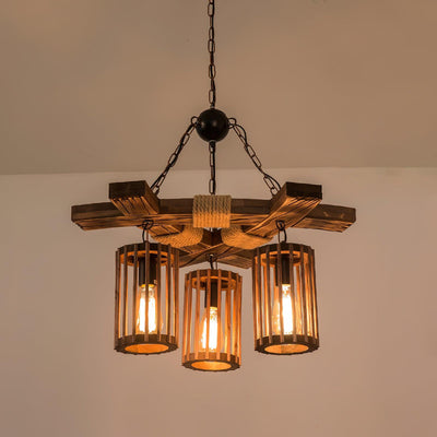 Lustra Chandelier Retro Solid Wood Industrial - Neutral Decor