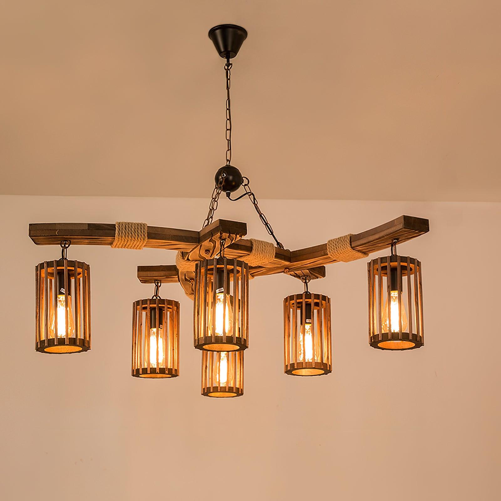 Lustra Chandelier Retro Solid Wood Industrial - Neutral Decor