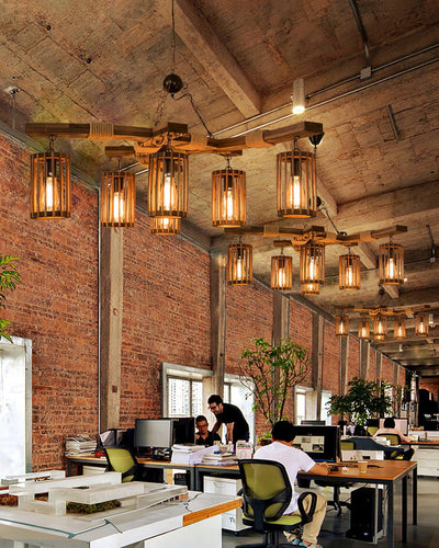 Lustra Chandelier Retro Solid Wood Industrial - Neutral Decor