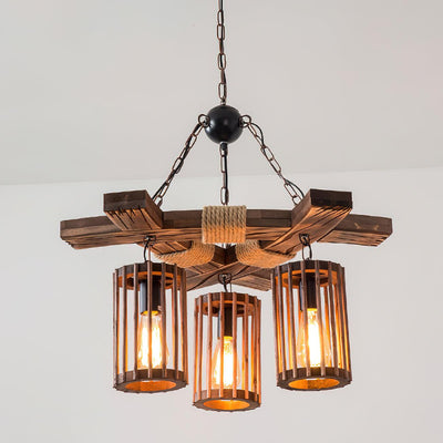 Lustra Chandelier Retro Solid Wood Industrial - Neutral Decor