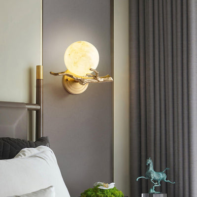 Erixa Retro Twigs Brass Marble Wall Lamp