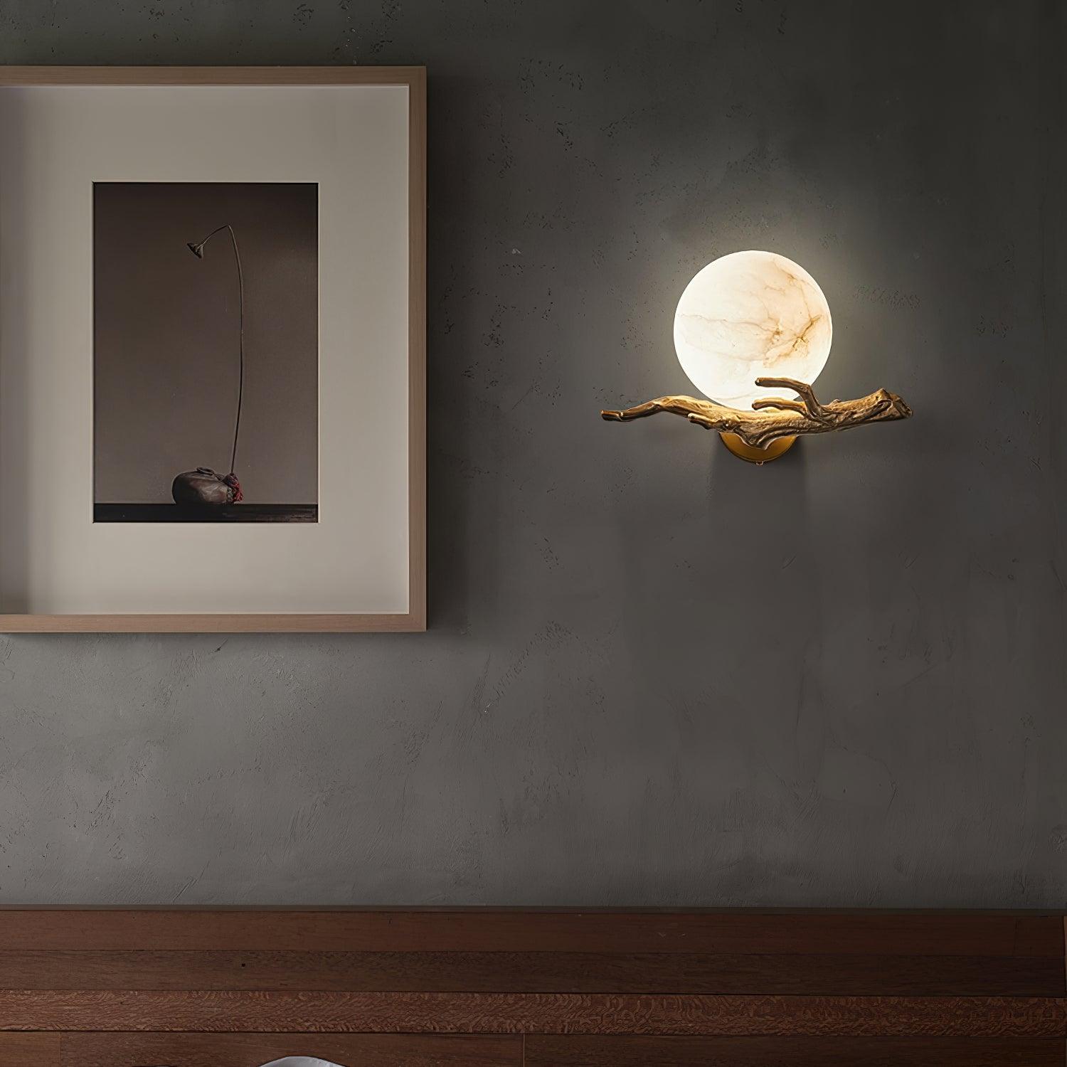 Erixa Retro Twigs Brass Marble Wall Lamp