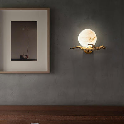 Erixa Retro Twigs Brass Marble Wall Lamp