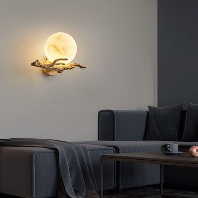 Erixa Retro Twigs Brass Marble Wall Lamp