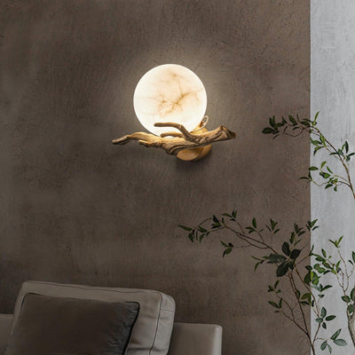 Erixa Retro Twigs Brass Marble Wall Lamp