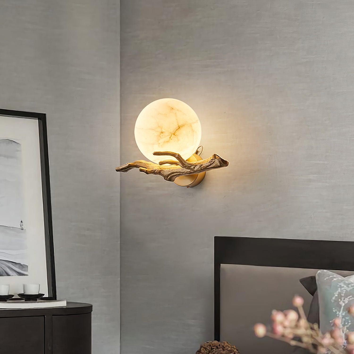 Erixa Retro Twigs Brass Marble Wall Lamp