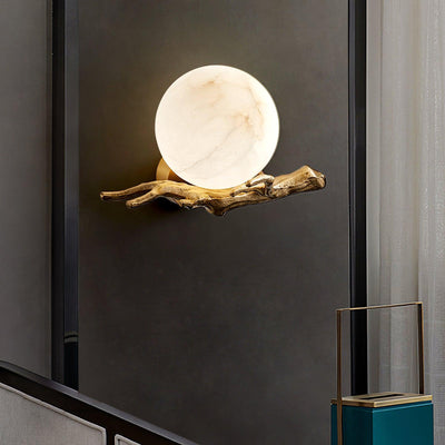 Erixa Retro Twigs Brass Marble Wall Lamp